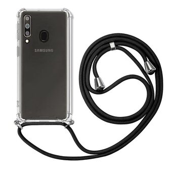 Microsonic Samsung Galaxy M30 Kılıf Neck Lanyard Siyah