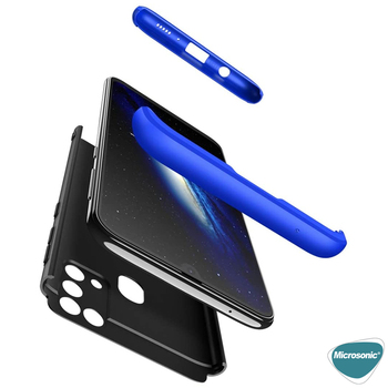 Microsonic Samsung Galaxy M31 Kılıf Double Dip 360 Protective AYS Siyah Mavi