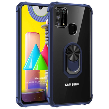 Microsonic Samsung Galaxy M31 Kılıf Grande Clear Ring Holder Lacivert Microsonic Samsung Galaxy M31 Kılıf Grande Clear Ring Holder Lacivert