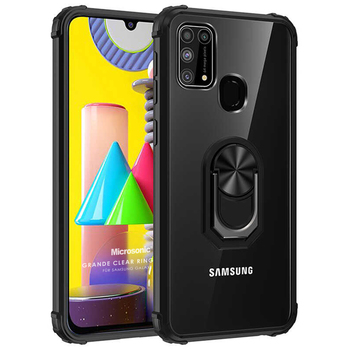 Microsonic Samsung Galaxy M31 Kılıf Grande Clear Ring Holder Siyah Microsonic Samsung Galaxy M31 Kılıf Grande Clear Ring Holder Siyah