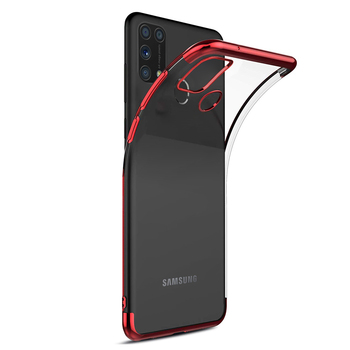 Microsonic Samsung Galaxy M31 Kılıf Skyfall Transparent Clear Kırmızı