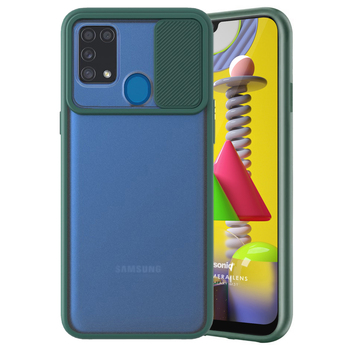 Microsonic Samsung Galaxy M31 Kılıf Slide Camera Lens Protection Koyu Yeşil