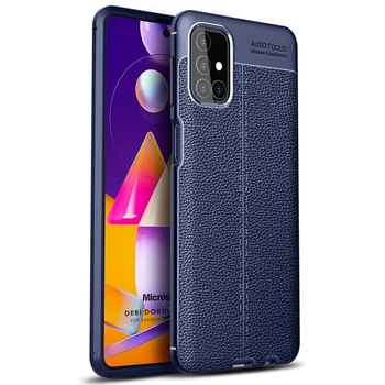 Microsonic Samsung Galaxy M31s Kılıf Deri Dokulu Silikon Lacivert Microsonic Samsung Galaxy M31s Kılıf Deri Dokulu Silikon Lacivert