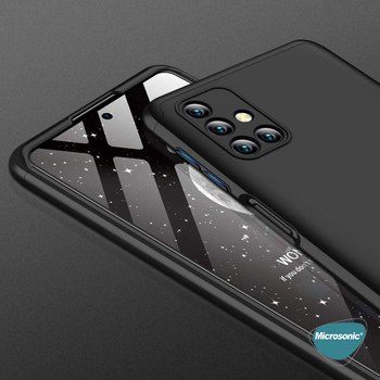 Microsonic Samsung Galaxy M31s Kılıf Double Dip 360 Protective AYS Siyah Mavi