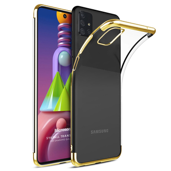 Microsonic Samsung Galaxy M31s Kılıf Skyfall Transparent Clear Gold