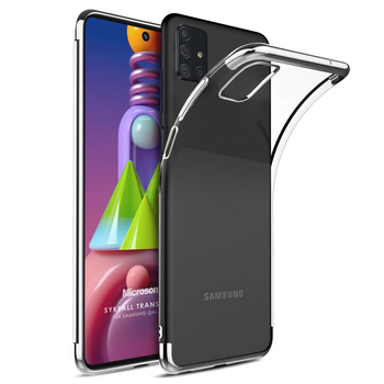 Microsonic Samsung Galaxy M31s Kılıf Skyfall Transparent Clear Gümüş