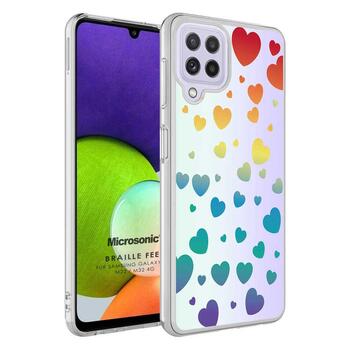 Microsonic Samsung Galaxy M32 4G Braille Feel Desenli Kılıf Heart Microsonic Samsung Galaxy M32 4G Braille Feel Desenli Kılıf Heart