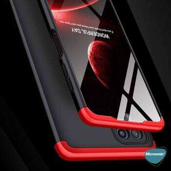 Microsonic Samsung Galaxy M32 4G Kılıf Double Dip 360 Protective AYS Siyah Kırmızı