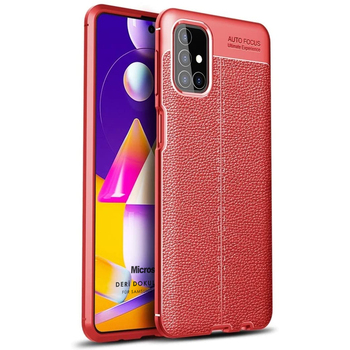 Microsonic Samsung Galaxy M51 Kılıf Deri Dokulu Silikon Kırmızı Microsonic Samsung Galaxy M51 Kılıf Deri Dokulu Silikon Kırmızı