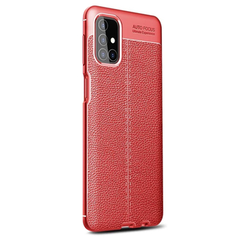 Microsonic Samsung Galaxy M51 Kılıf Deri Dokulu Silikon Kırmızı