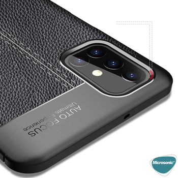Microsonic Samsung Galaxy M51 Kılıf Deri Dokulu Silikon Siyah