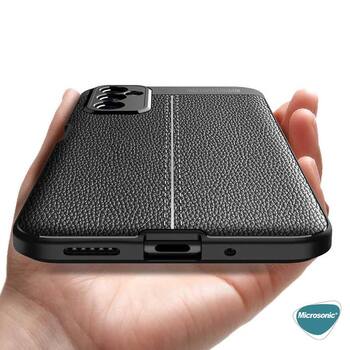 Microsonic Samsung Galaxy M52 Kılıf Deri Dokulu Silikon Siyah