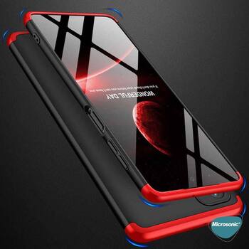 Microsonic Samsung Galaxy M52 Kılıf Double Dip 360 Protective AYS Siyah Kırmızı