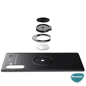 Microsonic Samsung Galaxy Note 10 Kılıf Kickstand Ring Holder Siyah