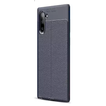 Microsonic Samsung Galaxy Note 10 Kılıf Deri Dokulu Silikon Lacivert