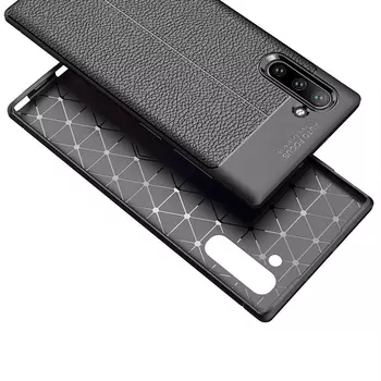 Microsonic Samsung Galaxy Note 10 Kılıf Deri Dokulu Silikon Lacivert