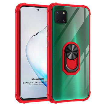 Microsonic Samsung Galaxy Note 10 Lite Kılıf Grande Clear Ring Holder Kırmızı Microsonic Samsung Galaxy Note 10 Lite Kılıf Grande Clear Ring Holder Kırmızı