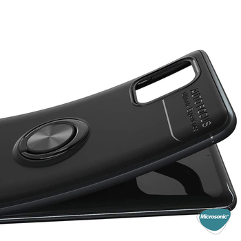 Microsonic Samsung Galaxy Note 10 Lite Kılıf Kickstand Ring Holder Siyah