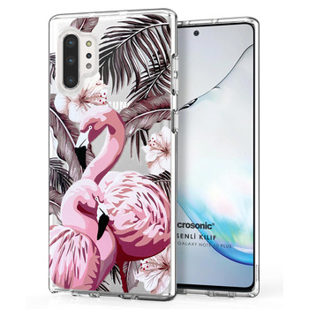 Microsonic Samsung Galaxy Note 10 Plus Desenli Kılıf Flamingo