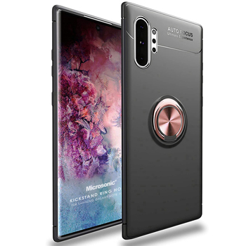 Microsonic Samsung Galaxy Note 10 Plus Kılıf Kickstand Ring Holder Siyah Rose Microsonic Samsung Galaxy Note 10 Plus Kılıf Kickstand Ring Holder Siyah Rose