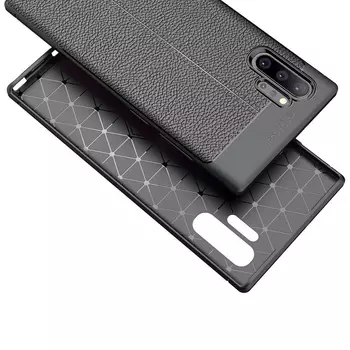 Microsonic Samsung Galaxy Note 10 Plus Kılıf Deri Dokulu Silikon Siyah