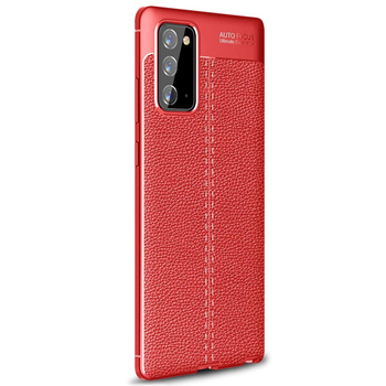 Microsonic Samsung Galaxy Note 20 Kılıf Deri Dokulu Silikon Kırmızı
