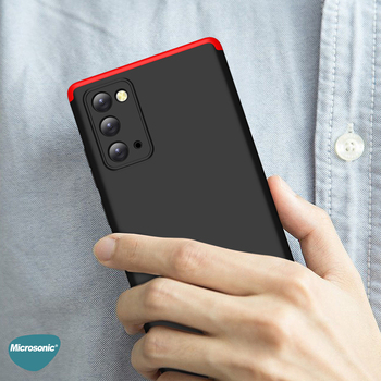 Microsonic Samsung Galaxy Note 20 Kılıf Double Dip 360 Protective AYS Kırmızı