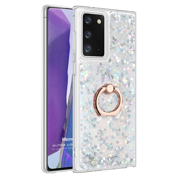 Microsonic Samsung Galaxy Note 20 Kılıf Glitter Liquid Holder Gümüş