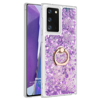 Microsonic Samsung Galaxy Note 20 Kılıf Glitter Liquid Holder Mor