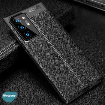 Microsonic Samsung Galaxy Note 20 Ultra Kılıf Deri Dokulu Silikon Siyah