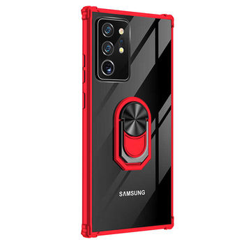 Microsonic Samsung Galaxy Note 20 Ultra Kılıf Grande Clear Ring Holder Kırmızı