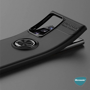 Microsonic Samsung Galaxy Note 20 Ultra Kılıf Kickstand Ring Holder Lacivert
