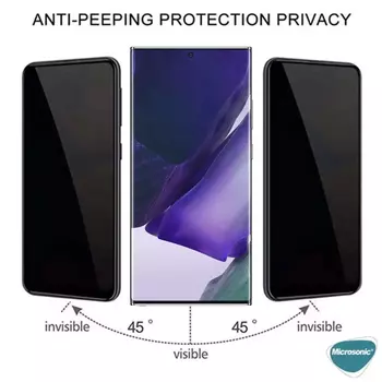 Microsonic Samsung Galaxy Note 20 Ultra Privacy 5D Gizlilik Filtreli Cam Ekran Koruyucu Siyah