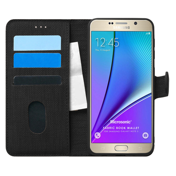 Microsonic Samsung Galaxy Note 5 Kılıf Fabric Book Wallet Siyah
