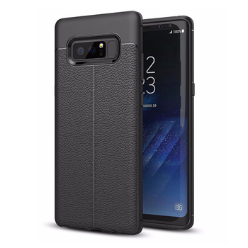 Microsonic Samsung Galaxy Note 8 Kılıf Deri Dokulu Silikon Siyah