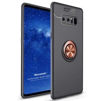 Microsonic Samsung Galaxy Note 8 Kılıf Kickstand Ring Holder Siyah Rose Microsonic Samsung Galaxy Note 8 Kılıf Kickstand Ring Holder Siyah Rose