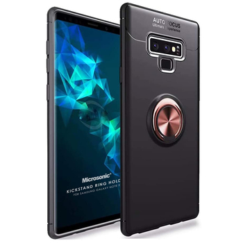 Microsonic Samsung Galaxy Note 9 Kılıf Kickstand Ring Holder Siyah Rose Microsonic Samsung Galaxy Note 9 Kılıf Kickstand Ring Holder Siyah Rose