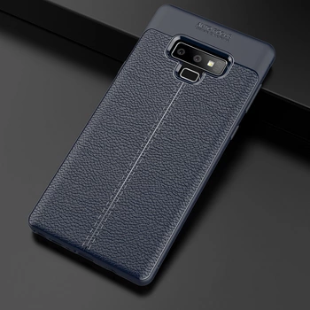 Microsonic Samsung Galaxy Note 9 Kılıf Deri Dokulu Silikon Lacivert
