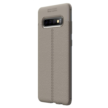 Microsonic Samsung Galaxy S10 Kılıf Deri Dokulu Silikon Gri