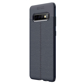 Microsonic Samsung Galaxy S10 Kılıf Deri Dokulu Silikon Lacivert