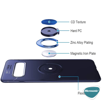 Microsonic Samsung Galaxy S10 Kılıf Kickstand Ring Holder Lacivert