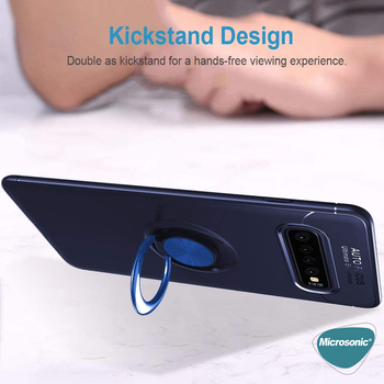 Microsonic Samsung Galaxy S10 Plus Kılıf Kickstand Ring Holder Siyah Rose