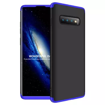 Microsonic Samsung Galaxy S10 Plus Kılıf Double Dip 360 Protective Siyah Mavi
