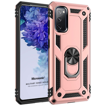 Microsonic Samsung Galaxy S20 FE Kılıf Military Ring Holder Rose Gold Microsonic Samsung Galaxy S20 FE Kılıf Military Ring Holder Rose Gold