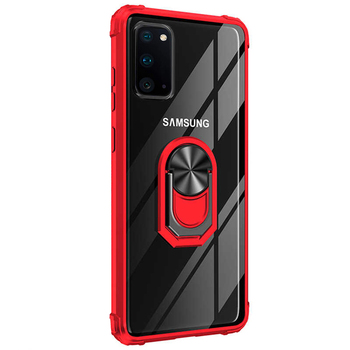 Microsonic Samsung Galaxy S20 Kılıf Grande Clear Ring Holder Kırmızı