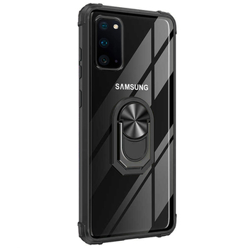 Microsonic Samsung Galaxy S20 Kılıf Grande Clear Ring Holder Siyah