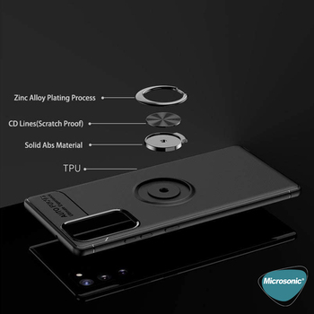 Microsonic Samsung Galaxy S20 Kılıf Kickstand Ring Holder Siyah Rose