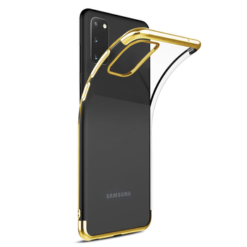 Microsonic Samsung Galaxy S20 Kılıf Skyfall Transparent Clear Gold