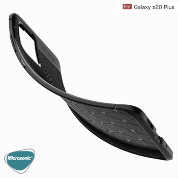 Microsonic Samsung Galaxy S20 Plus Kılıf Deri Dokulu Silikon Lacivert