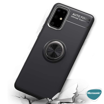 Microsonic Samsung Galaxy S20 Plus Kılıf Kickstand Ring Holder Siyah